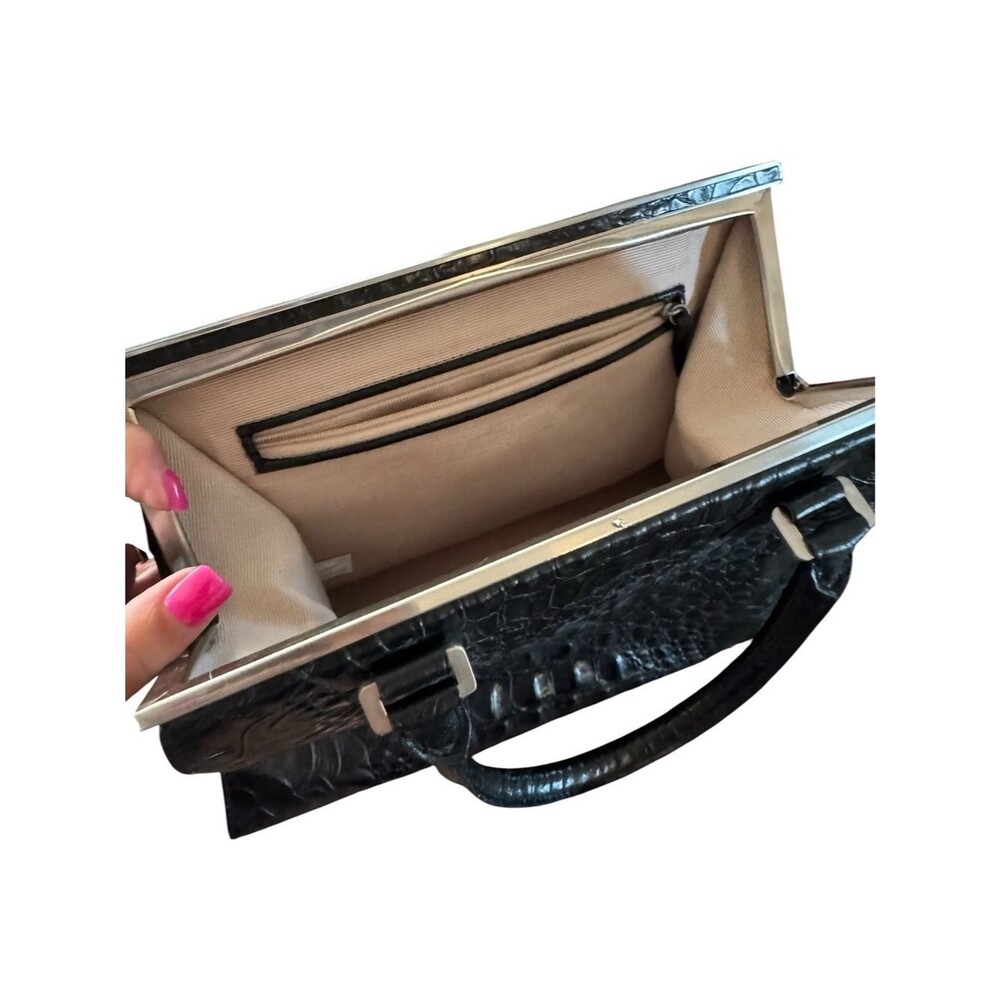 Black Embossed Croc-Pattern Tote Bag - Picture 6 of 10